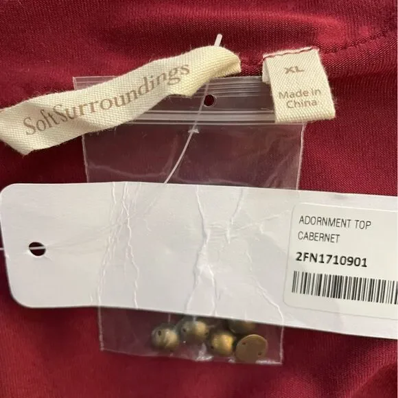 Soft Surroundings Adornment Velvet Trim Tunic Top‎ XL NEW Studded Jersey Knit - Picture 12 of 12